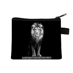 Lion Realistic Animal Pattern Polyester Clutch Bags, Change Purse with Zipper, for Women, Rectangle, Lion, 13.5x11cm