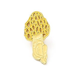 Gold Mushroom Girl Enamel Pin, Gold Plated Alloy Cute Badge for Backpack Clothes, Light Khaki, 30x15x1.5mm