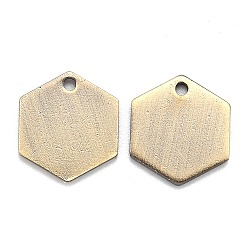 Brushed Antique Bronze Brass Charms, Stamping Blank Tag, Long-Lasting Plated, Hexagon, Brushed Antique Bronze, 12x10x1mm, Hole: 1.2mm