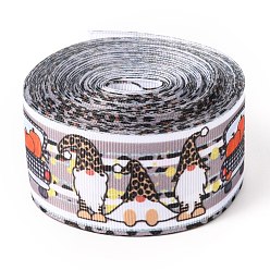 Santa Claus Polyester Grosgrain Ribbon, Single Face Printed Pattern, for DIY Handmade Craft, Festival Party, Gift Decoration , Santa Claus, 1-1/2 inch(38mm), 10 yards/roll(9.14m/roll)