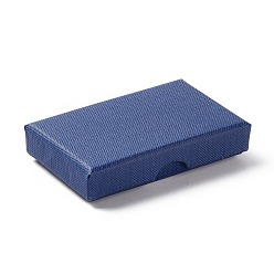 Dark Blue Paper with Sponge Mat Necklace Boxes, Rectangle, Dark Blue, 8x5x1.7cm, Inner Diameter: 7.2x4.3x1cm