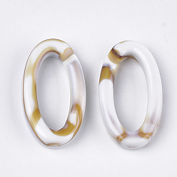 Floral White Acrylic Linking Rings, Quick Link Connectors, For Jewelry Chains Making, Imitation Gemstone Style, Oval, Floral White, 35x19.5x6mm, Hole: 25.5x10mm, about 235pcs/500g