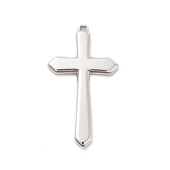 Stainless Steel Color 304 Stainless Steel Pendants, Cross Charms, Religion, Stainless Steel Color, 44x24x2.5mm, Hole: 1.2mm