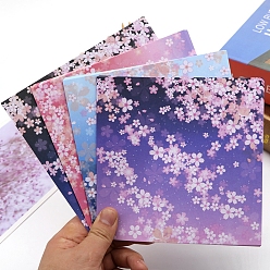 Medium Purple Square with Sakura Pattern Origami Paper, Folding Solid Color Papers, Kids Handmade DIY Scrapbooking Craft Decoration, Medium Purple, 150x150mm, 60pcs/set