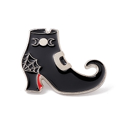 Black Shose Shape Enamel Pin, Creative Alloy Badge for Backpack Clothes, Planinum, Black, 23x28x1.5mm, Pin: 1mm