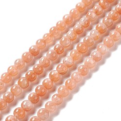 Sunstone Natural Sunstone Beads Strands, Round, 6mm, Hole: 0.8mm, about 32pcs/strand, 7.48''(19cm)