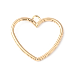 Real 18K Gold Plated Brass Open Back Bezel Pendants, Nickel Free, for DIY UV Resin, Heart, Real 18K Gold Plated, 28x30x2mm, Hole: 3x3mm