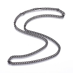 Gunmetal 304 Stainless Steel Curb Chain Necklaces, with Lobster Claw Clasp, Gunmetal, 23.62 inch(60cm)
