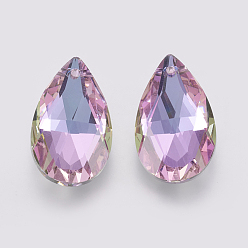 Violet K9 Glass Rhinestone Pendants, Imitation Austrian Crystal, Faceted, teardrop, Violet, 27.5~28x16~16.5x8~8.5mm, Hole: 1.6mm