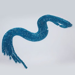 Bleu Acier Perles en verre transparentes , facette, rondelle, bleu acier, 4x3mm, Trou: 1mm, Environ 130~140 pcs/chapelet, 18.1 pouce