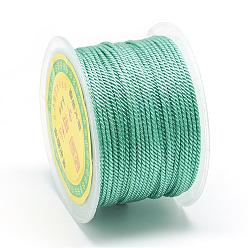 Aguamarina mediana Hilos de nylon, cuerdas de milán / cuerdas retorcidas, aguamarina mediana, 1.5~2 mm, aproximadamente 54.68 yardas (50 m) / rollo