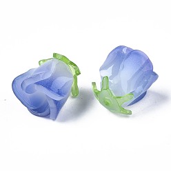 Королевский синий Пластиковые шарики, цветок, королевский синий, 15x14x14 мм, отверстие : 1.2 мм