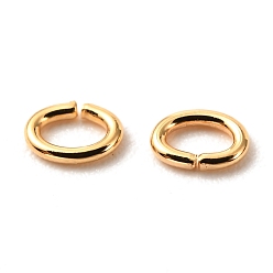 Chapado en Oro Real 18K Latón anillos del salto abierto, larga duración plateado, oval, real 18 k chapado en oro, 21 calibre, 4x3x0.7 mm, diámetro interior: 1.5x2.5 mm