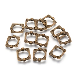 Bronze Antique Perles cadres en alliage de style tibétain , sans plomb et sans cadmium, rectangle, bronze antique, 16x14x3 mm, 10.5 mm de diamètre intérieur