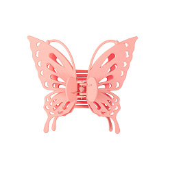 Salmon Hollow Butterfly Shape Plastic Large Claw Hair Clips, Hair Accessories for Women Girl, Salmon, 130x145mm