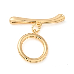 Real 18K Gold Plated Brass Pave Clear Cubic Zirconia Toggle Clasps, Ring, Real 18K Gold Plated, Ring: 13.5mm wide, 15.5mm long, 2mm thick, Hole: 1mm; Bar: 6mm wide, 24.5mm long, 3.5mm thick, Hole: 1mm
