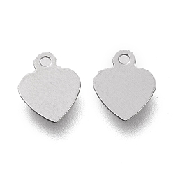 Stainless Steel Color 304 Stainless Steel Charms, Laser Cut, Stamping Blank Tag, Heart, Stainless Steel Color, 7.5x6.5x0.2mm, Hole: 1mm