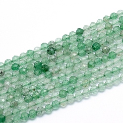 Strawberry Quartz Natural Green Strawberry Quartz Beads Strands, Faceted, Round, 4mm, Hole: 0.6mm, about 110pcs/strand, 15.16 inch(38.5cm)