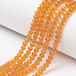 Orange Foncé Chapelets de perles en verre, facette, rondelle, orange foncé, 6x5mm, Trou: 1mm, Environ 85~88 pcs/chapelet, 16.1~16.5 pouce (41~42 cm)
