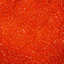 Naranja Oscura Abalorios de la semilla de cristal, transparente, rondo, naranja oscuro, 8/0, 3 mm, agujero: 1 mm, sobre 10000 perlas / libra