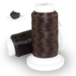 Brun De Noix De Coco Cordon plat de polyester ciré, pour la couture de cuir, brun coco, 0.8mm, environ 54.68 yards (50m)/rouleau