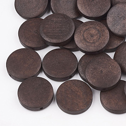 Brun De Noix De Coco Perles en bois de poirier naturel, teint, plat rond, brun coco, 20x5mm, Trou: 2mm
