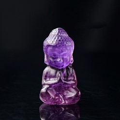 Amethyst Natural Amethyst Sculpture Display Decorations, for Home Office Desk, Buddha, 14x26mm