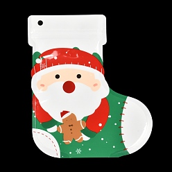 Santa Claus Bottes à thème de noël sacs-cadeaux en plastique, sacs à fermeture zip, pour l'emballage de biscuits et de bonbons, le père noël, 22x19x0.01 cm, 10 pcs /sachet 