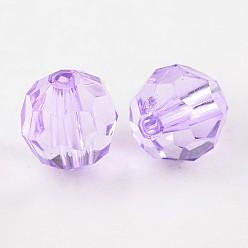 Medium Purple Transparent Acrylic Beads, Faceted Round, Medium Purple, about 12mm in diameter, hole: 2mm, about 568pcs/500g