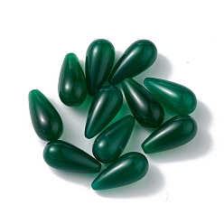 Vert Foncé Vert perles naturelles onyx agate, pas de trous / non percés, teints et chauffée, larme, vert foncé, 18.5x9mm