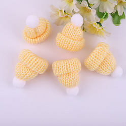 Light Yellow Polyester Doll Woolen Hat, for Accessories Decorate Doll, Light Yellow, 60x43x12.5mm