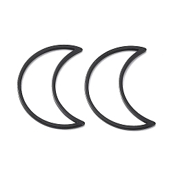 Black Ion Plating(IP) 304 Stainless Steel Linking Rings, for Jewelry Making, Moon, Black, 25x17.5x0.8mm, Inner Diameter: 23x8.5mm