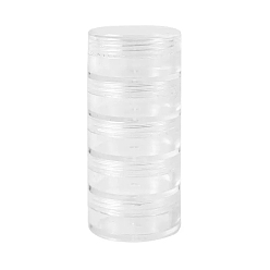 Clear 5-Tier Plastic Screw Together Stacking Jars, with 5 Compartments Organizer Boxes, for Jewelry Beads Small Accessories, Column, Clear, 2.8x7cm