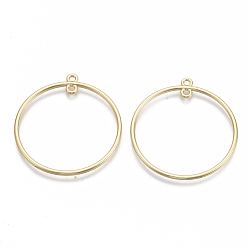 Light Gold Alloy  2-Loop Link Pendants, Round Ring, Light Gold, 42.5x39x2mm, Hole: 1.8mm