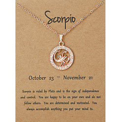 Scorpio Alloy Constellation Pendant Necklaces, Golden, Scorpio, 17.13 inch(43.5cm)
