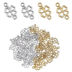 Platinum & Golden 60 Pieces Four Leaf Clover Connector Charm Alloy Lucky Clover Charm Pendant with Jump Ring for Jewelry Necklace Bracelet Earring Making Crafts, Platinum & Golden, 20.5x12.5mm, Hole: 2.5mm