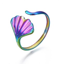 Rainbow Color 304 anillo de puño de hoja de acero inoxidable, Anillo abierto de color arcoíris para mujer., tamaño de EE. UU. 9 (18.9 mm)