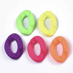 Mixed Color Opaque Spray Painted Acrylic Linking Rings, Fluorescence, Quick Link Connectors, for Curb Chains Making, Unwelded, Twist, Mixed Color, 29x20.5x6mm, Inner Diameter: 8x16mm