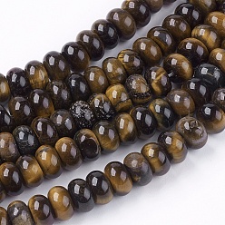 Coffee Natural Gemstone Tiger Eye Stone Rondelle Beads Strands, Coffee, 8x5mm, Hole: 1mm, about 60~65pcs/strand, 15.7 inch