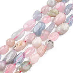 Morganite Natural Morganite Beads Strands, Oval, 8~15x7~12x4~12mm, Hole: 1mm, about 30~45pcs/strand, 15.7