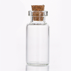 Clair Mini contenants de perles de bouteille en verre à haute teneur en borosilicate, souhaitant bouteille, avec bouchon en liège, colonne, clair, 1.6x3.5 cm, capacité: 3 ml (0.10 fl. oz)