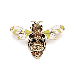 Colorful Bee Enamel Pin with Rhinestone, Insect Alloy Badge for Backpack Clothes, Antique Golden, Colorful, 31.5x45x10.5mm