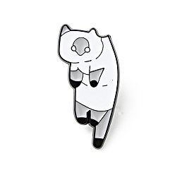 White Cartoon Cat Enamel Pin, Light Gold Plated Alloy Badge for Backpack Clothes, White, 28x15x1.3mm