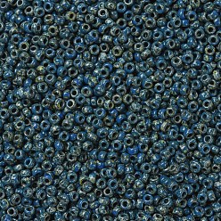 (RR4516) Opaque Dark Teal Picasso MIYUKI Round Rocailles Beads, Japanese Seed Beads, (RR4516) Opaque Dark Teal Picasso, 11/0, 2x1.3mm, Hole: 0.8mm, about 1100pcs/bottle, 10g/bottle