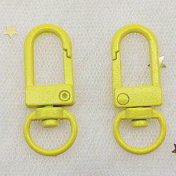 Yellow Alloy Swivel Push Gate Snap Clasps, Lanyard Ring Clasps, Yellow, 34x13.5x6mm, Hole: 10x7.5mm