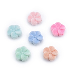 Mixed Color Opaque Resin Beads, Flocky Flower, Mixed Color, 19x7.5mm, Hole: 2mm