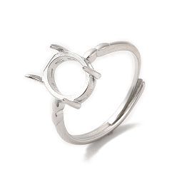 Platino Configuración de anillo de latón almohadilla ajustable, configuraciones de anillo de punta, oval, Platino, diámetro interior: 17.6 mm, Bandeja: 7.5x6 mm