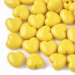 Gold Opaque Acrylic Beads, Heart, Gold, 10x11x6mm, Hole: 2mm, about 1267pcs/500g