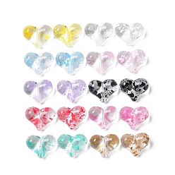 Couleur Mélangete Perles acryliques transparentes, motif de points de polka, cœur, couleur mixte, 16.5x21x10mm, Trou: 1.8mm