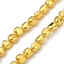Golden Plated Synthetic Non-magnetic Hematite Beads Strands, Real 24K Gold Plated, Long-Lasting Plated, Oval, Golden Plated, 6~7x6~7x6~7mm, Hole: 0.8~0.9mm, about 64~65pcs/strand, 16.14~16.54 inch(41~42cm)